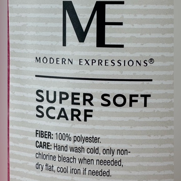 ME Scarf super soft photo shows pink peach white & blue 72.83” x 12.99” NIP - Picture 3 of 6
